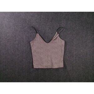 Gaze Cami Tank Womens S Leopard Print Spaghetti Strap V Neck Cropped Pink Tan